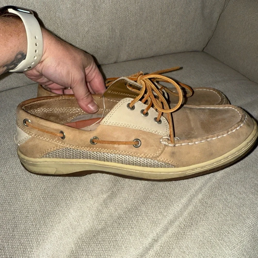 Sperry Top Sider Three Eye Suede/Leather Tan Billfish Boat Shoes Men's 10.5M